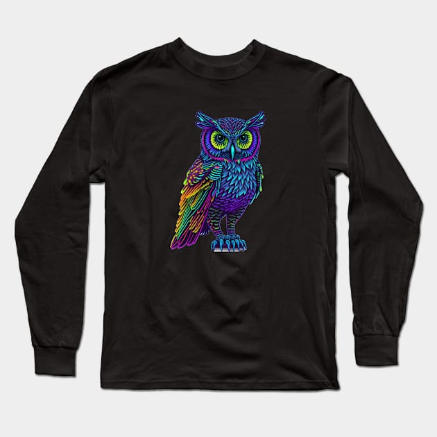 Holographic colorful cute Owl Long Sleeve T-Shirt by halazidan